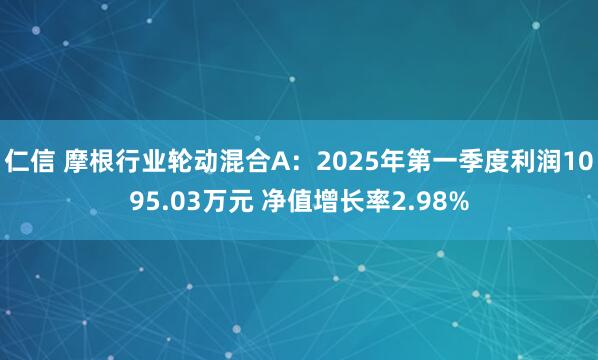 仁信 摩根行业轮动混合A：2025年第一季度利润1095.03万元 净值增长率2.98%