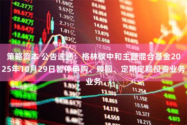 策略资本 公告速递：格林碳中和主题混合基金2025年10月29日暂停申购、赎回、定期定额投资业务