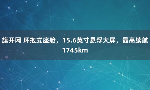 旗开网 环抱式座舱，15.6英寸悬浮大屏，最高续航1745km